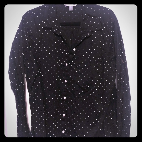 Black and white polka dot button down shirt - Picture 1 of 1